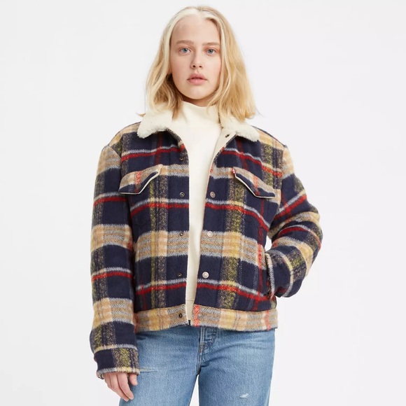 Levi's Multicolor Plaid Teddy Jacket - Picture 1 of 5